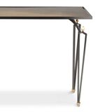 Rectangular console in steel and brass. Contemporary work.