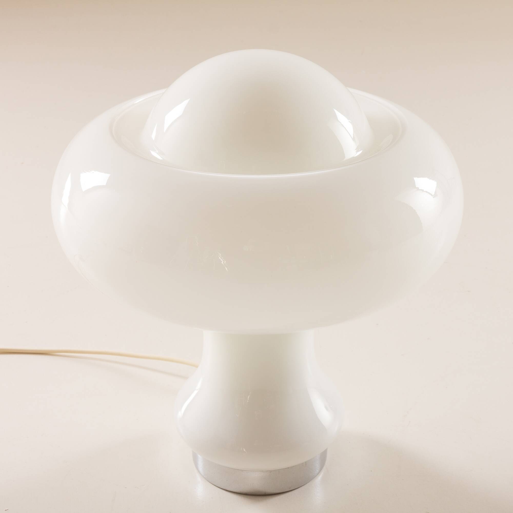 White opaline glass mushroom lamp from Peill & Putzler, Germany 1960s