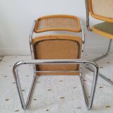Pair of Marcel Breuer cane and fabric chairs