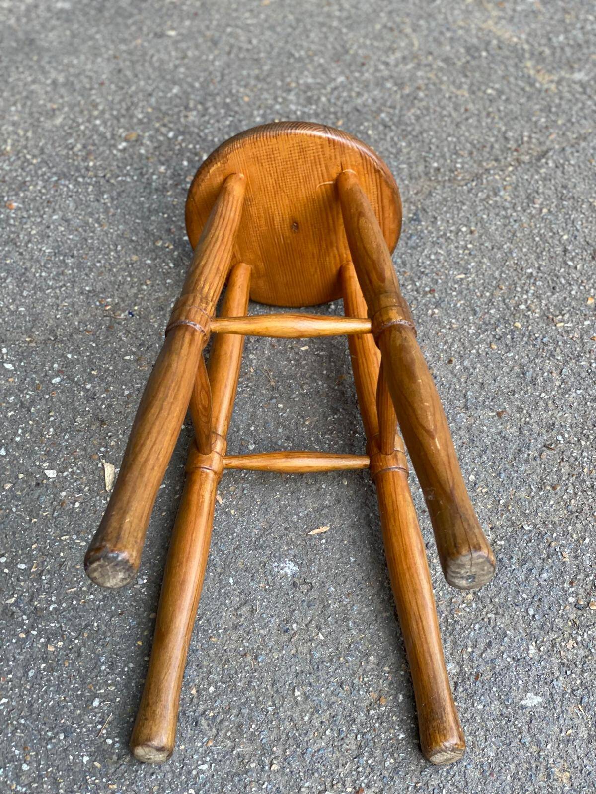 Tabouret haut de bar scandinave vintage en chêne 1960 de 65cm