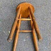 Tabouret haut de bar scandinave vintage en chêne 1960 de 65cm