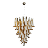 Vintage chandelier 70s italian, 75 petals in murano glass caramel