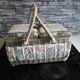 Box basket sewing 2 handles fabric 1960 1970