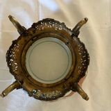 Chinese ceramic cup landscape patterns brass base supported by 4 elephants lai