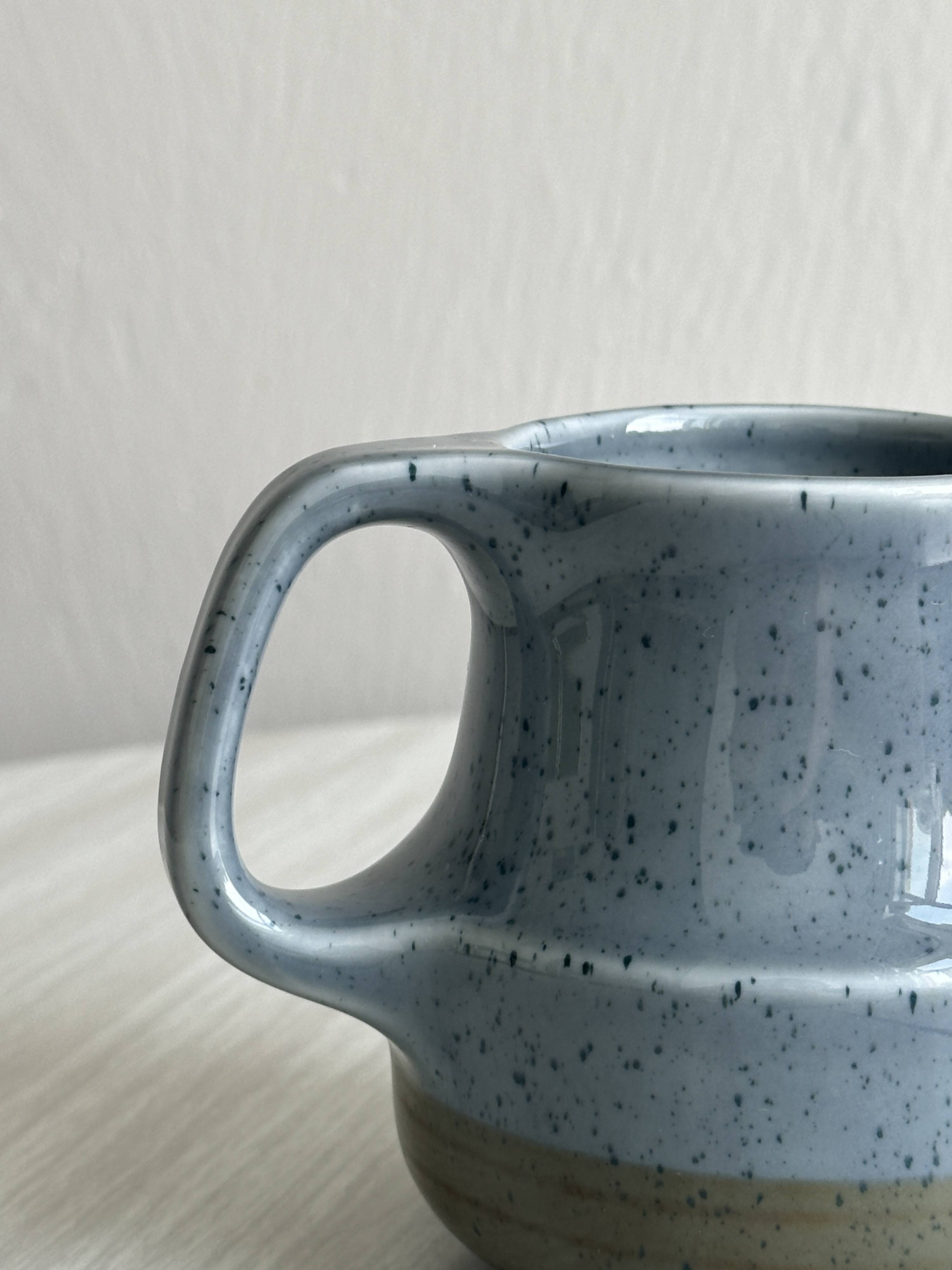 Small sauce boat, blue speckled ceramic creamer