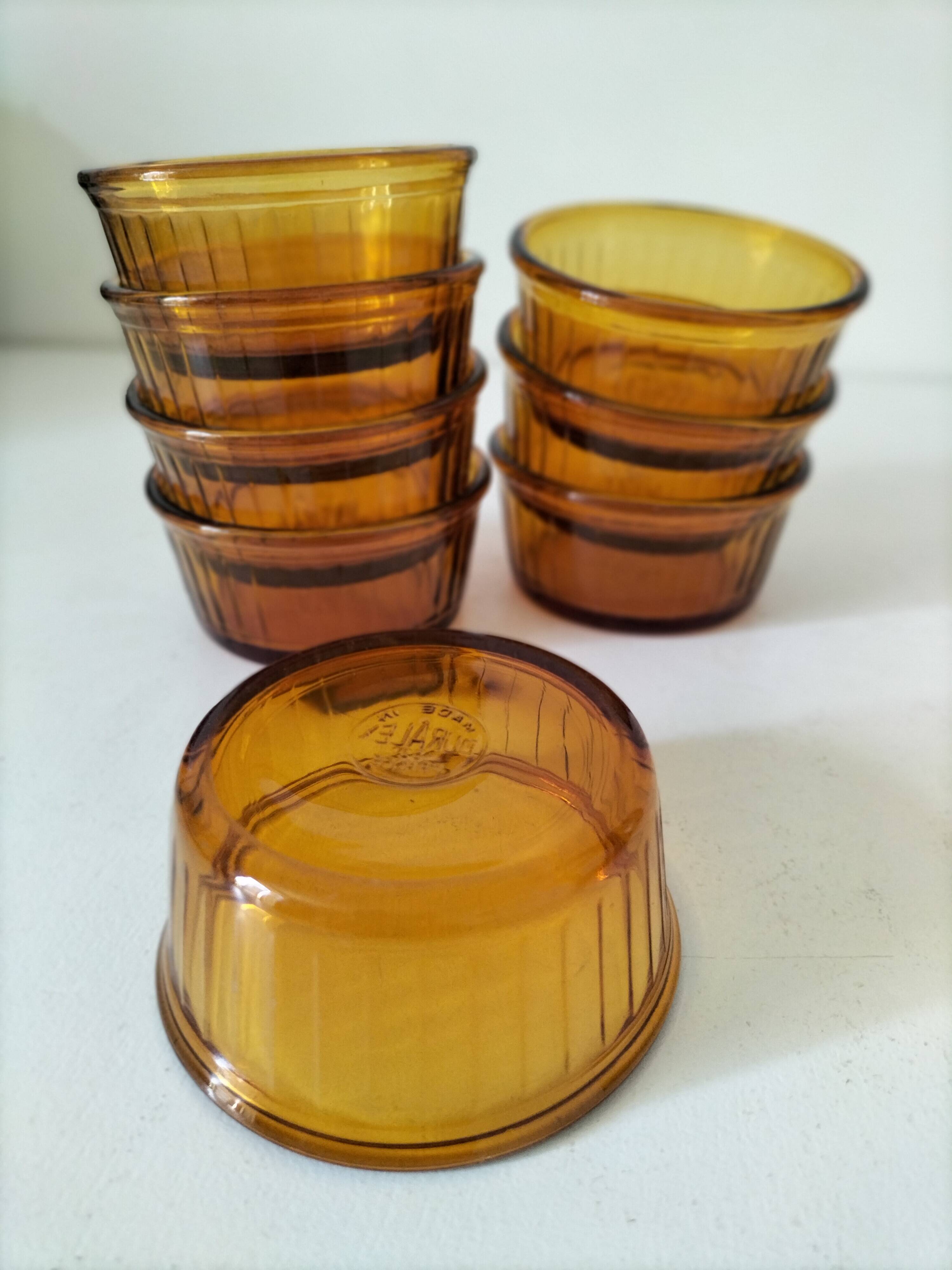 Set of 8 Duralex amber-colored ramekins
