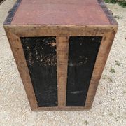 Old bombed travel trunk