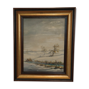 Tableau ruisseau enneigé d'émile