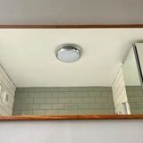 Vintage rectangular wall mirror teak frame