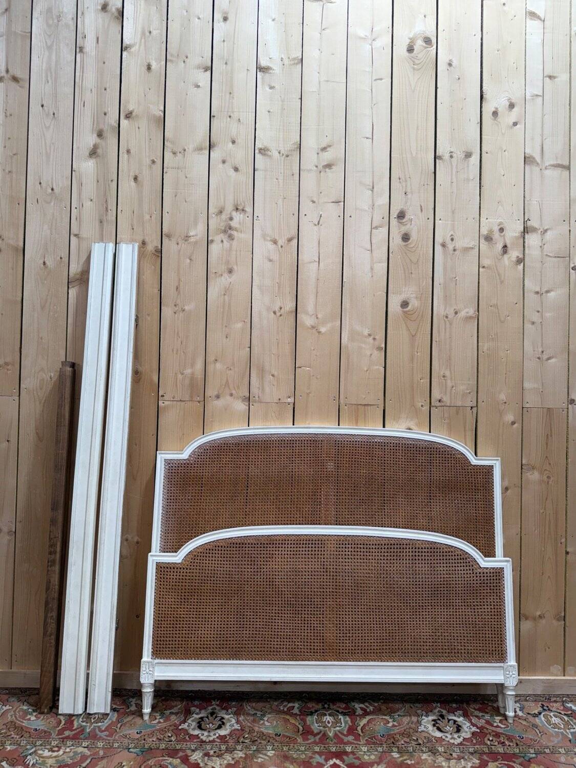 Double headboard – Louis XVI style – Lacquered wood & Rattan caning