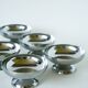 Set of 6 stainless steel ice cream bowls, wide base, Design, 1970 - 4.2 x 9 cm