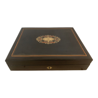 Boite à jetons en bois noirci coffret napoléon iii marqueterie boulle xx siècle