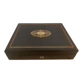 Blackened wooden token box box napoleon iii marquetry boulle xx century