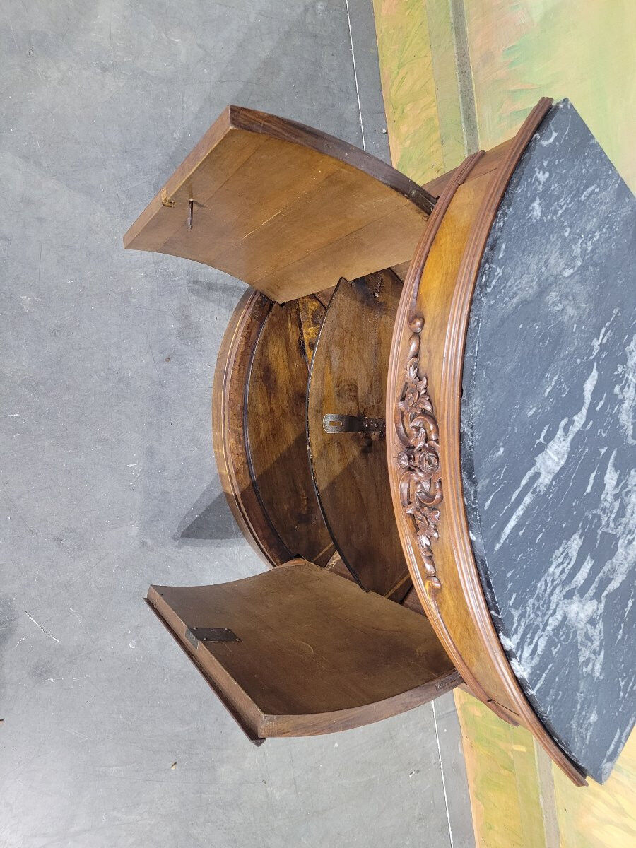 Small corner cabinet with marble, corner sideboard.