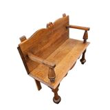 Antique Dutch oak hall bench / 1920s
