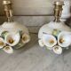 Pair of bedside lamps, vintage floral ceramic by Nazareno Picciotti, Deruta Italie