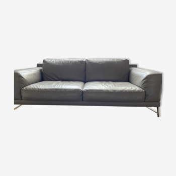 Canapé roche bobois en cuir gris