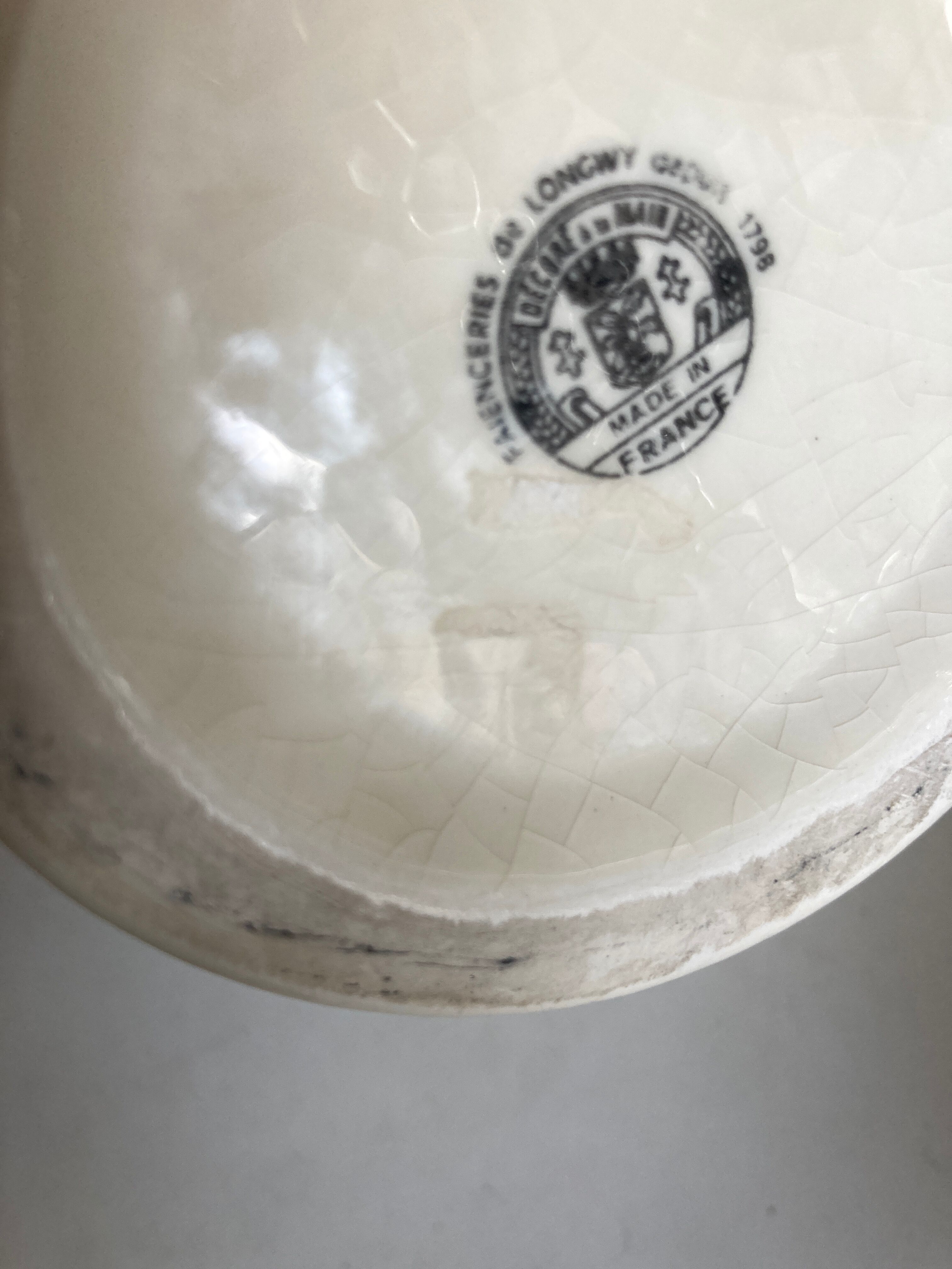 Vase en céramique faïence de Longwy 1960 fleurs or