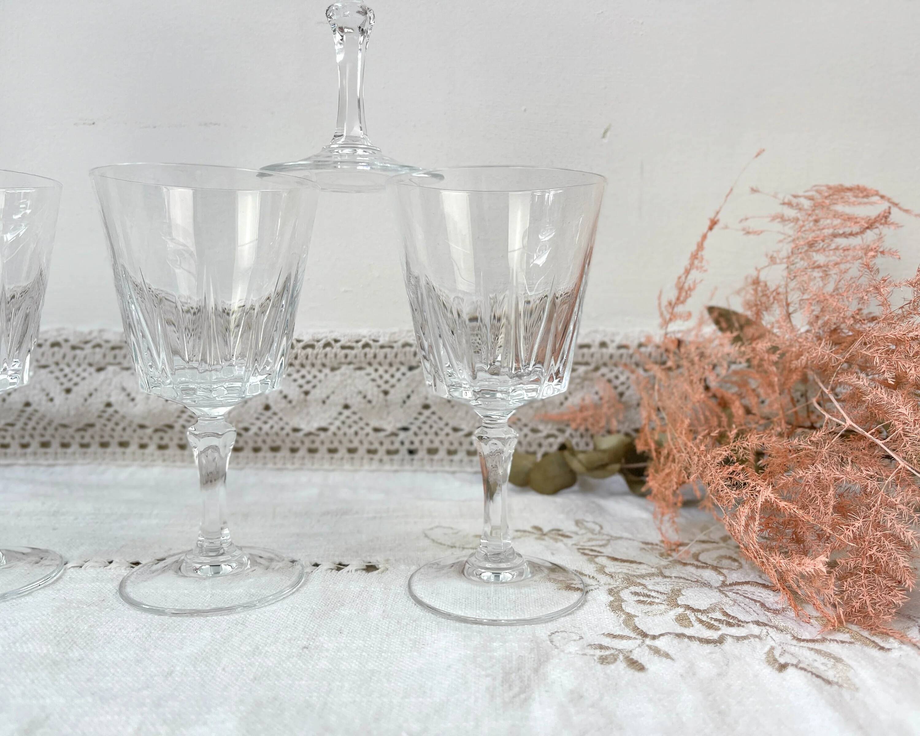 6 white wine glasses Cristal D'Arques model Versailles