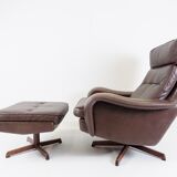 Madsen & Schubell leather armchair with ottoman for Bovenkamp