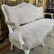Louis XV taupe and cream style sofa