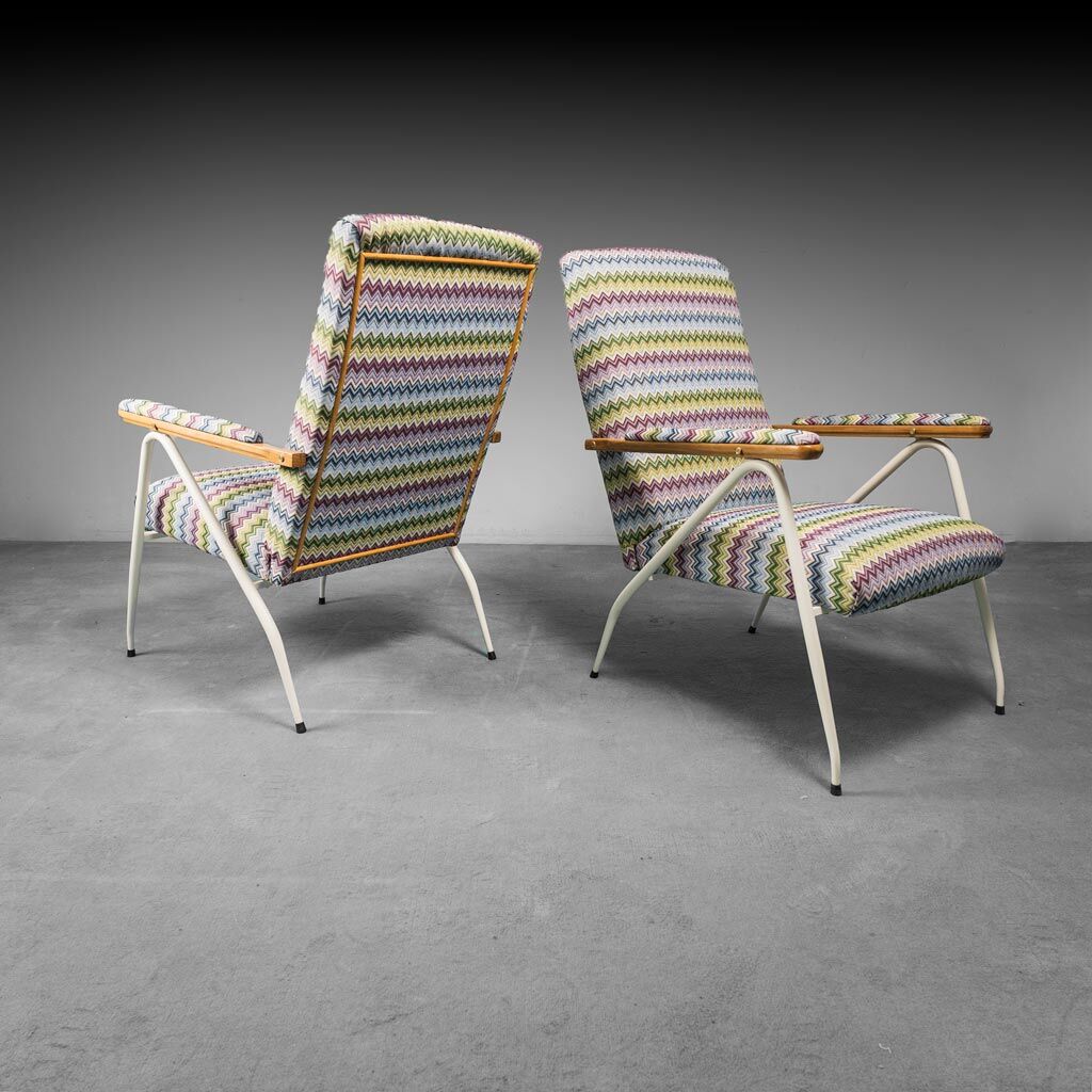 Pair of armchairs, missoni fabric 1970