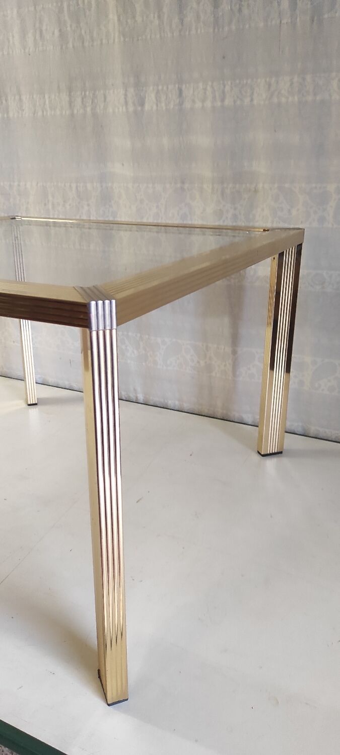 Gold metal and glass coffee table - 70s/80s