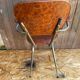 Antique Chrome Metal Armchair + Crocodile Brown Leatherette Seat & Back #C5
