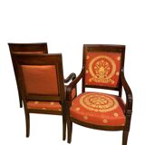 Pair of Empire Period Mahogany Armchairs and Bergère