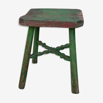 Old stool in fir folk art