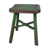 Tabouret ancien en sapin art populaire