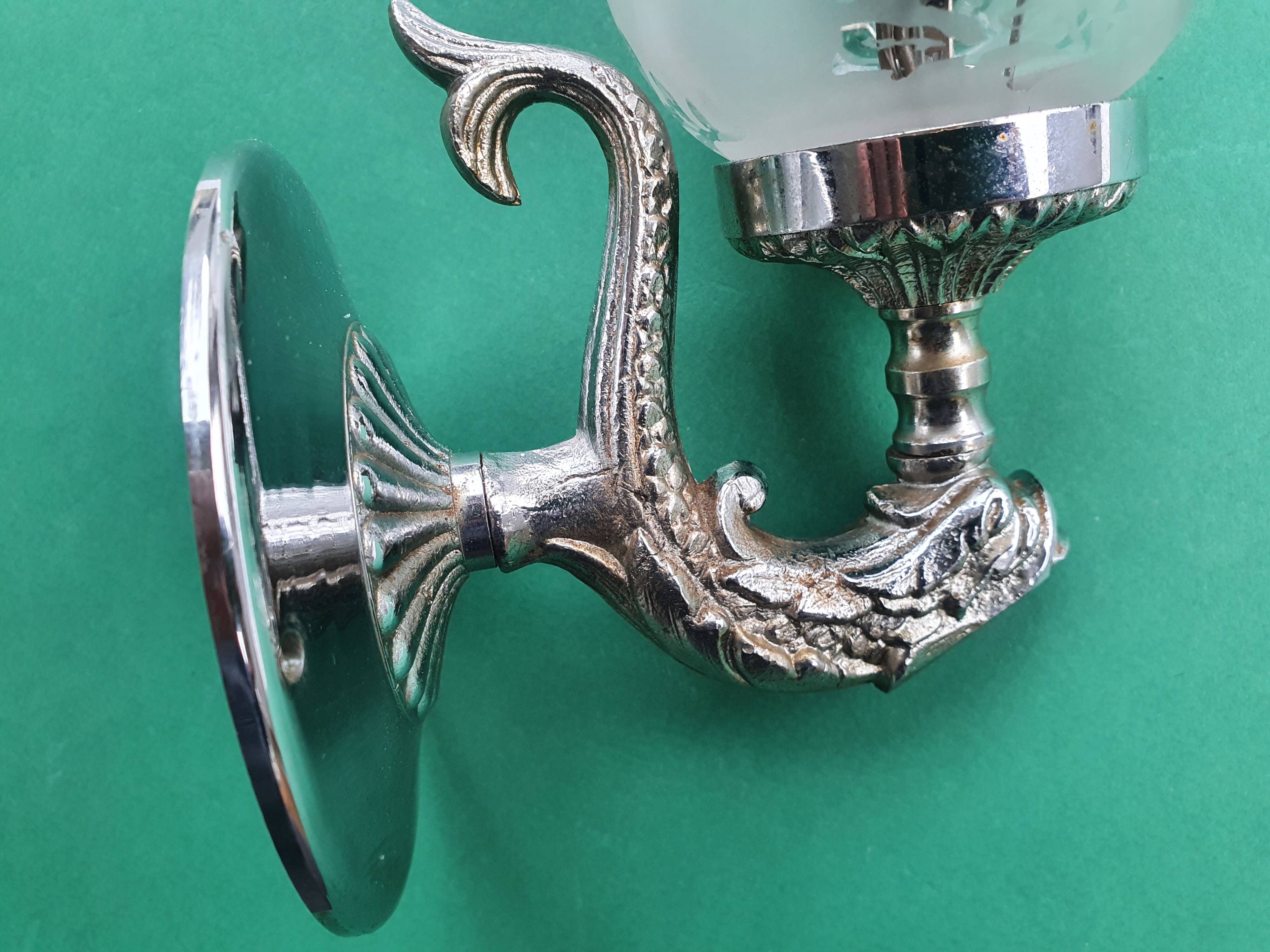 Pair of vintage chrome wall sconces