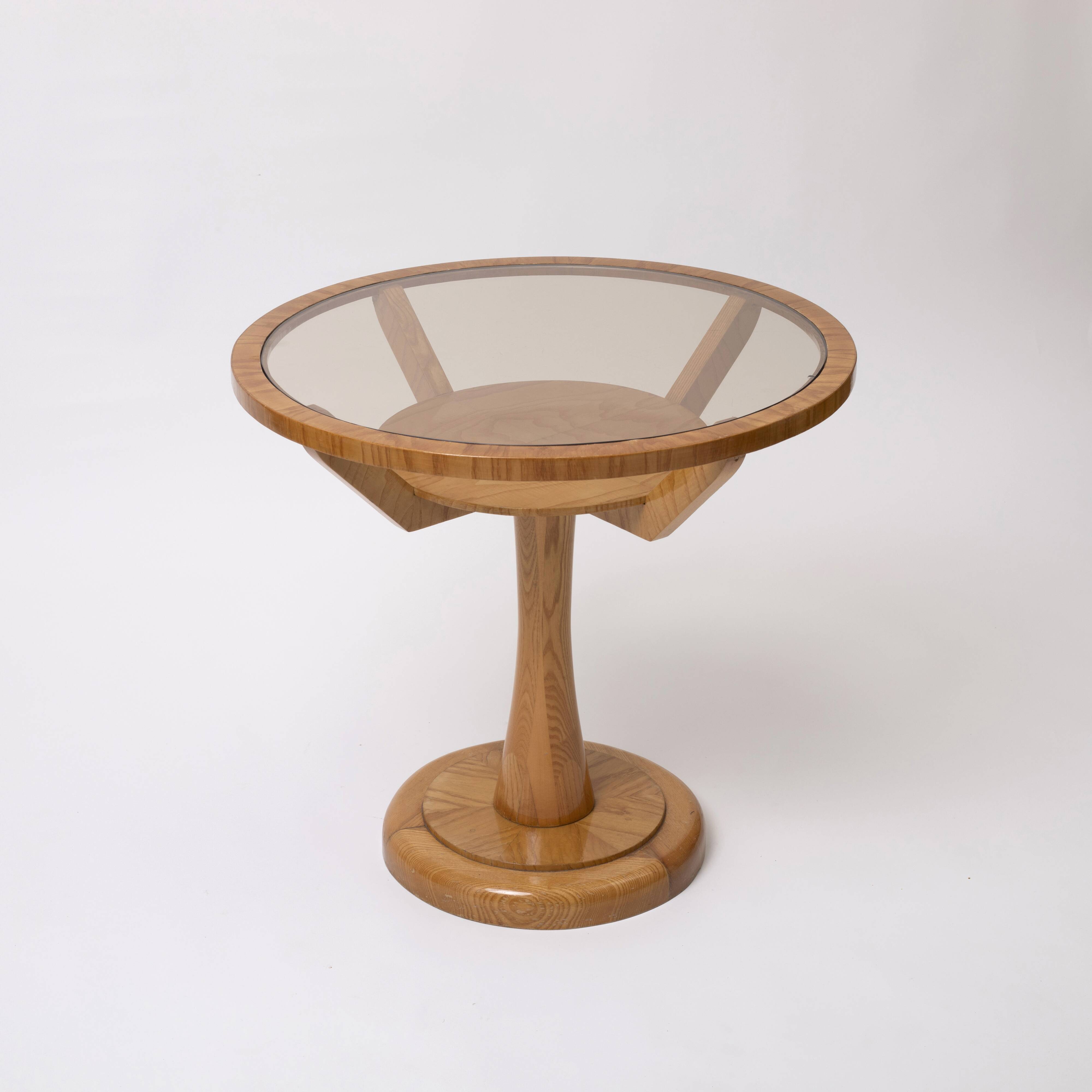 Ocassionall / console table in ash and smoked glass , 1950s, Czechoslovakia