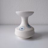 White and blue ceramic vase with italian relief