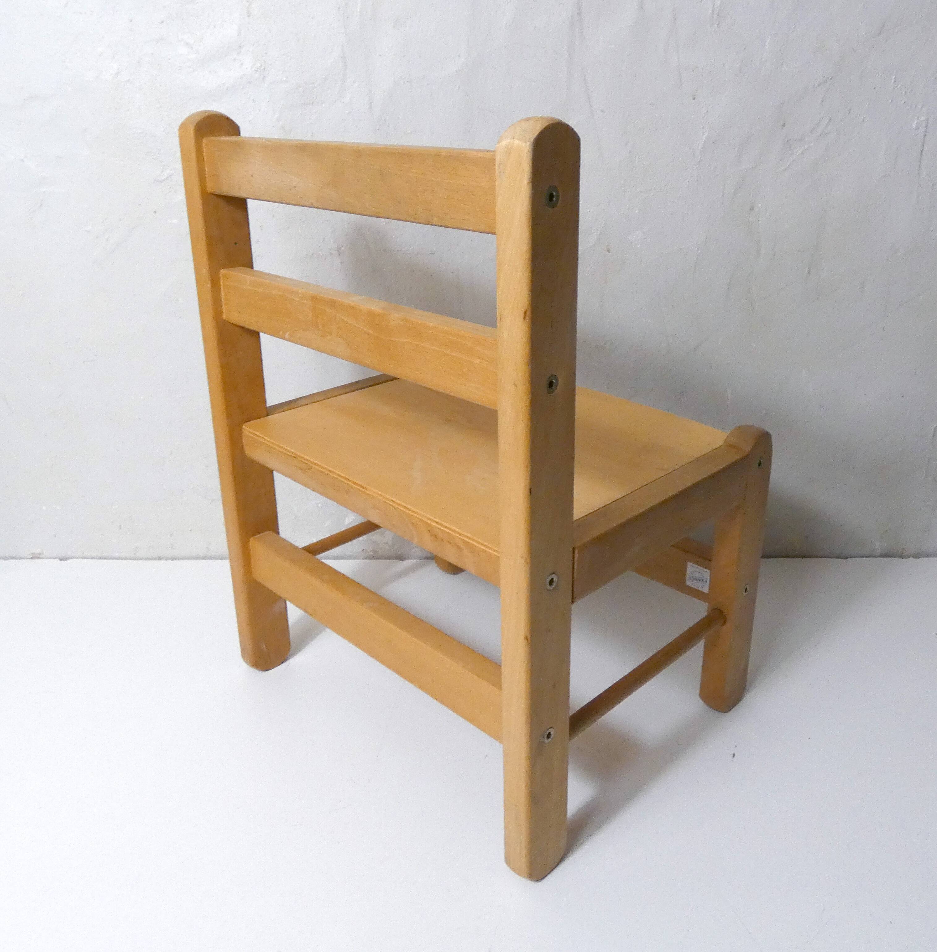 Small vintage combelle wooden chair for children