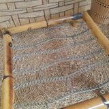 Vintage rattan and braided rope armchair