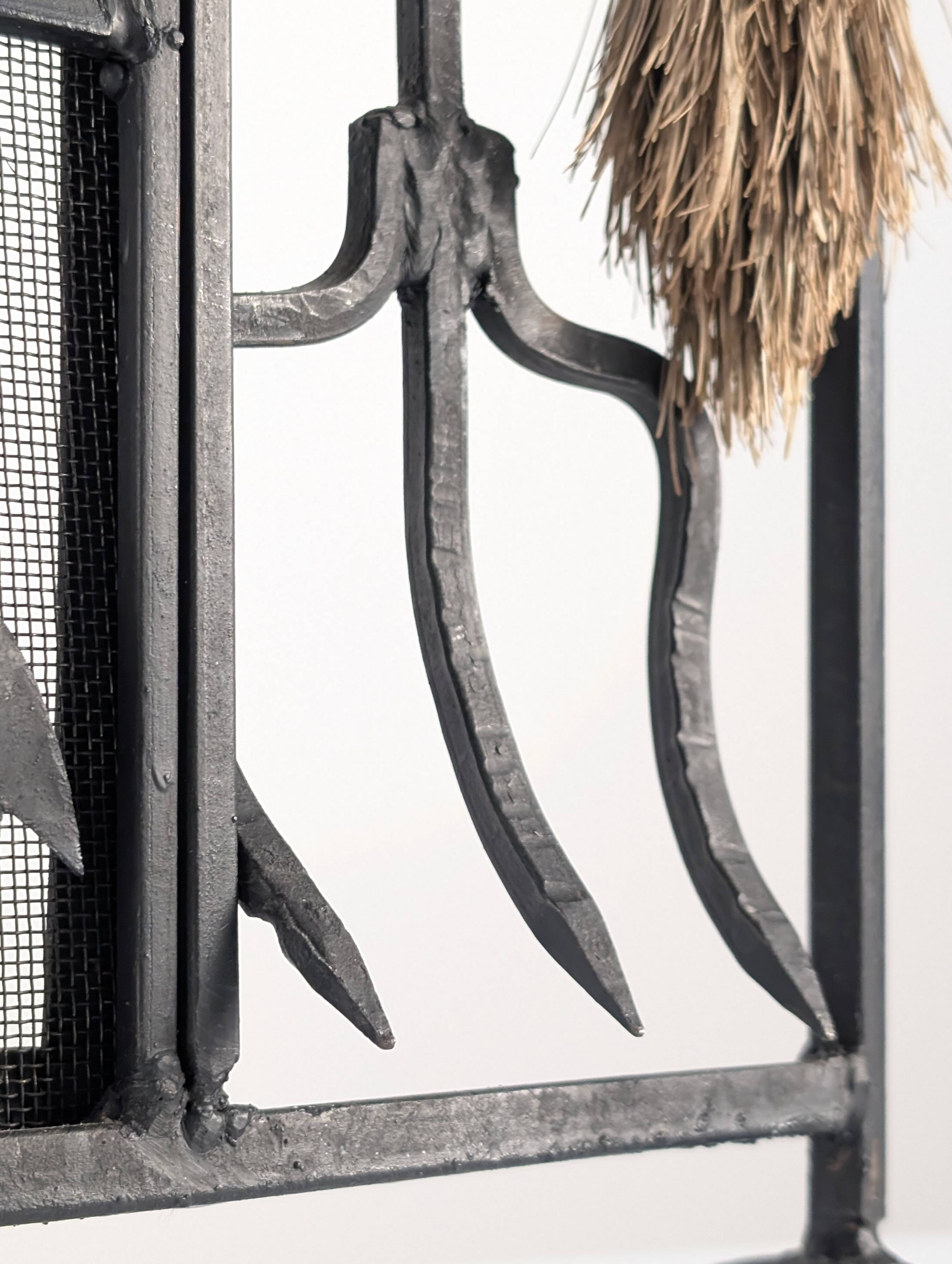 Wrought iron fireplace screen by Atelier Marolles, France, 1950s
