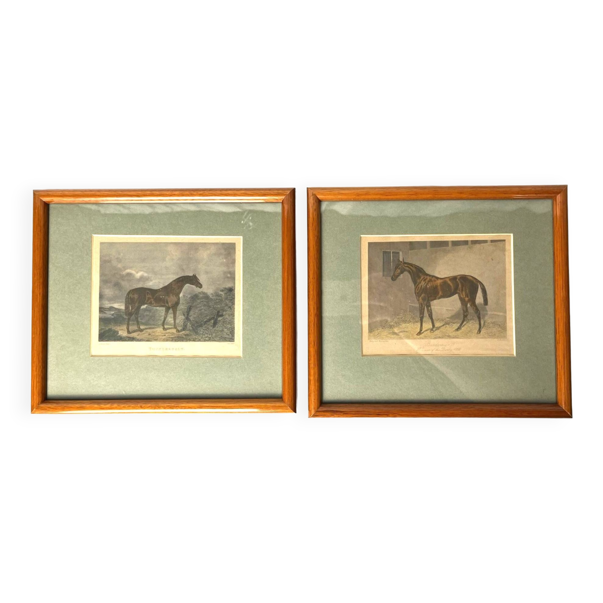 Lot of 2 English equestrian engravings framed late 19th century
