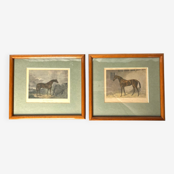 Lot de 2 gravures équestres anglaises encadrées fin XIXème