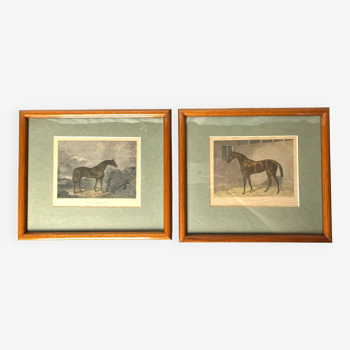 Lot of 2 English equestrian engravings framed late 19th century