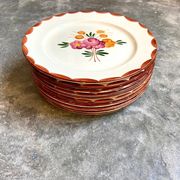 10 hand-painted Longchamp dessert plates, service "Agen" 1950s'