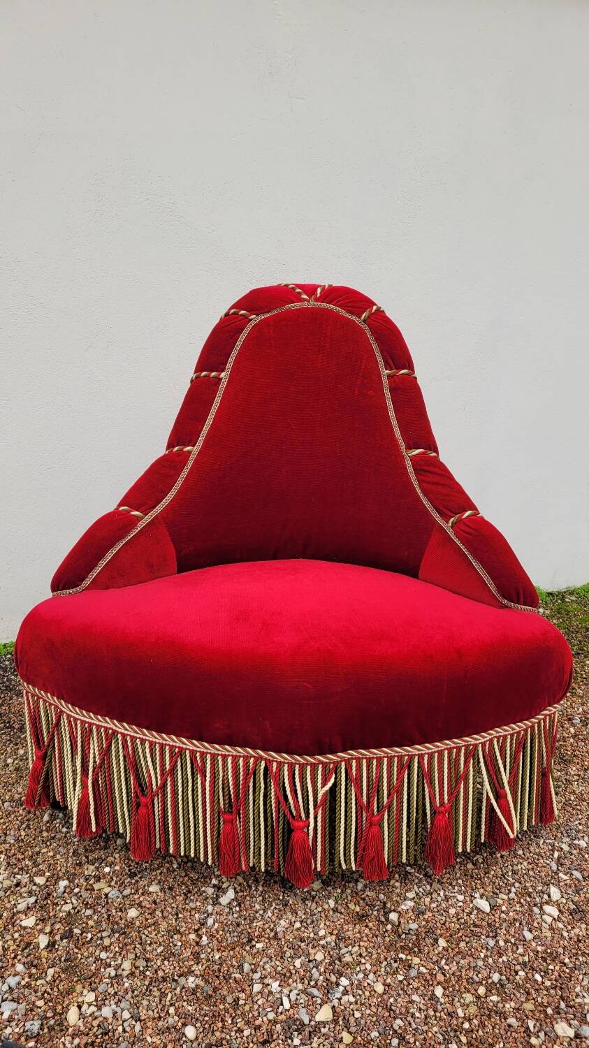 Velvet corner toad armchair, Napoleon III period