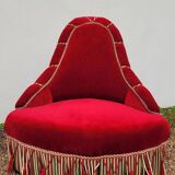 Fauteuil crapaud d'angle en velour époque Napoléon iii
