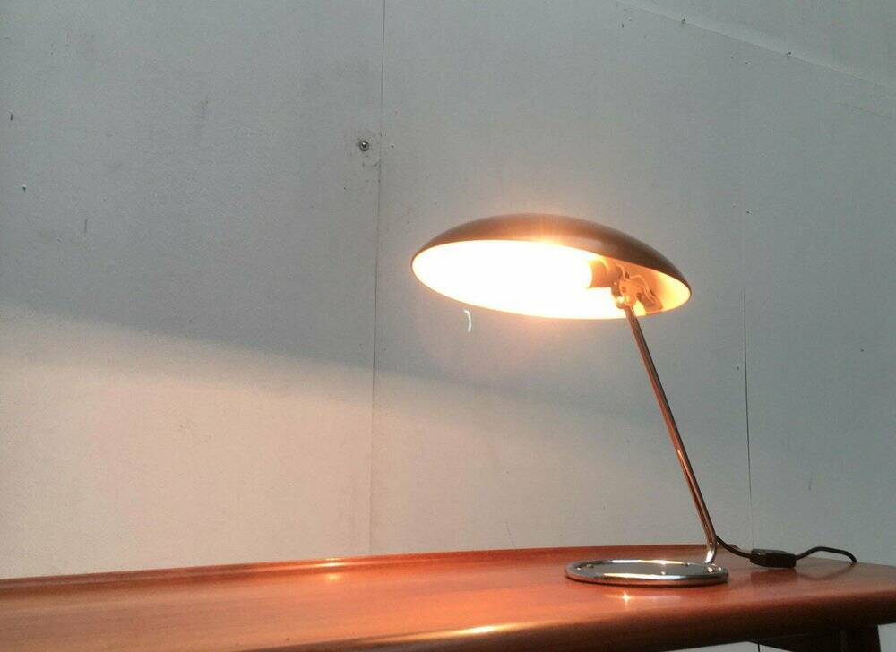 Metal table lamp model 6761 from the mid-century German period by Christian Dell for Kaiser Leuchten, 1960s.