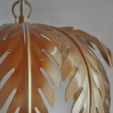 Suspension vegetable pattern golden metal and vintage opaline