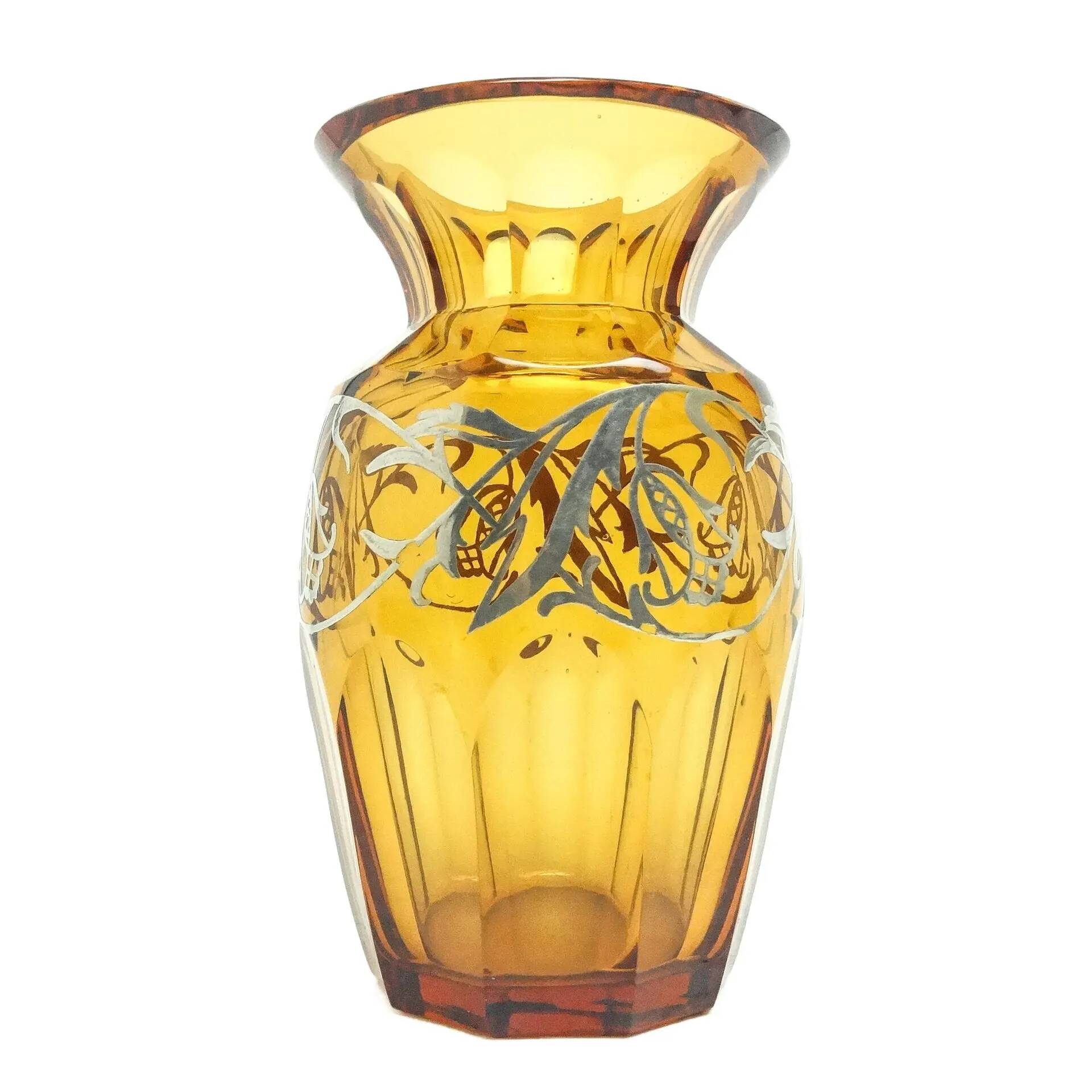 Art déco vase, honey crystal, Poland, 1930s