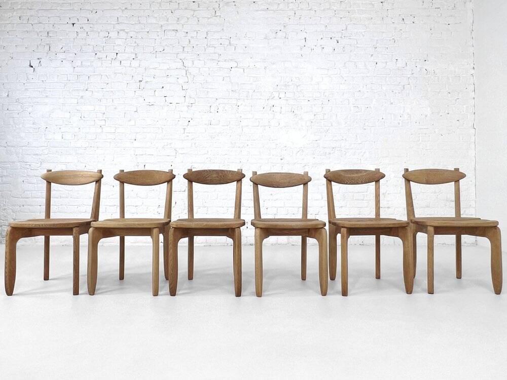Oak Dining Chairs by Guillerme & Chambron