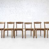 Oak Dining Chairs by Guillerme & Chambron