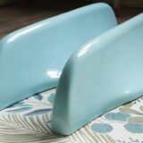 Set of 2 blue porcelain shelves, Porcher 1960