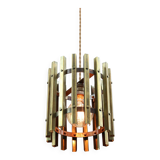 Vintage Italian Brass Cage Pendant Lamp, 70s